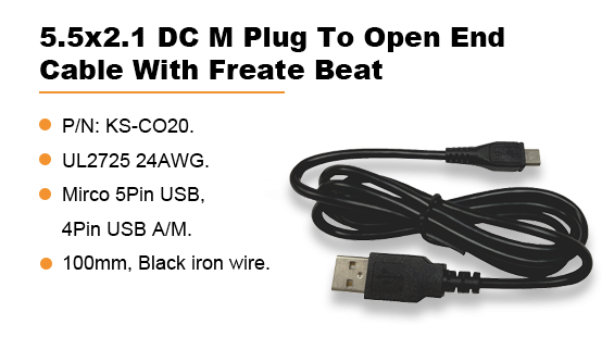 KS-C020:Micro 5Pin USB To USB A/M Plug Cable