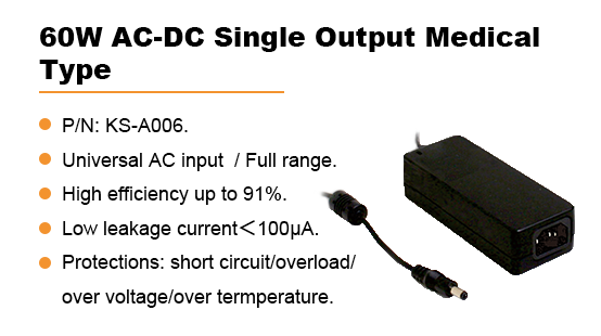 KS-A006:60W AC-DC Single Output Type Adaptor